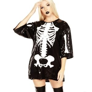 Tipsy Elves Sequin Skeleton Dress Costume New